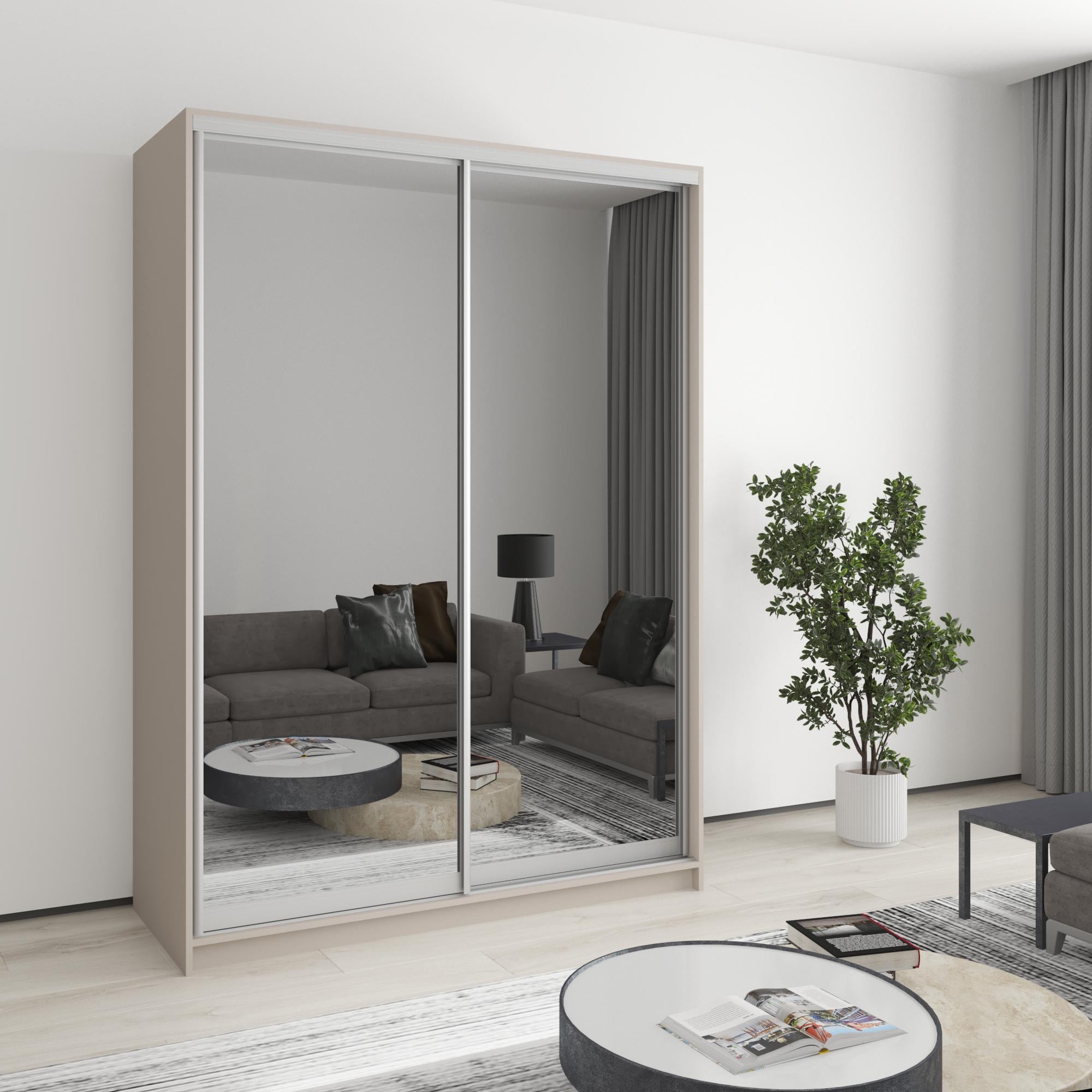 Шкаф-купе двухдверный MebelStar Стандарт AL 2 зеркала 150x60x210 см Кашемир (MBS-2545) Шкаф-купе двухдверный MebelStar Стандарт AL 2 зеркала 150x60x210 см Кашемир (MBS-2545)