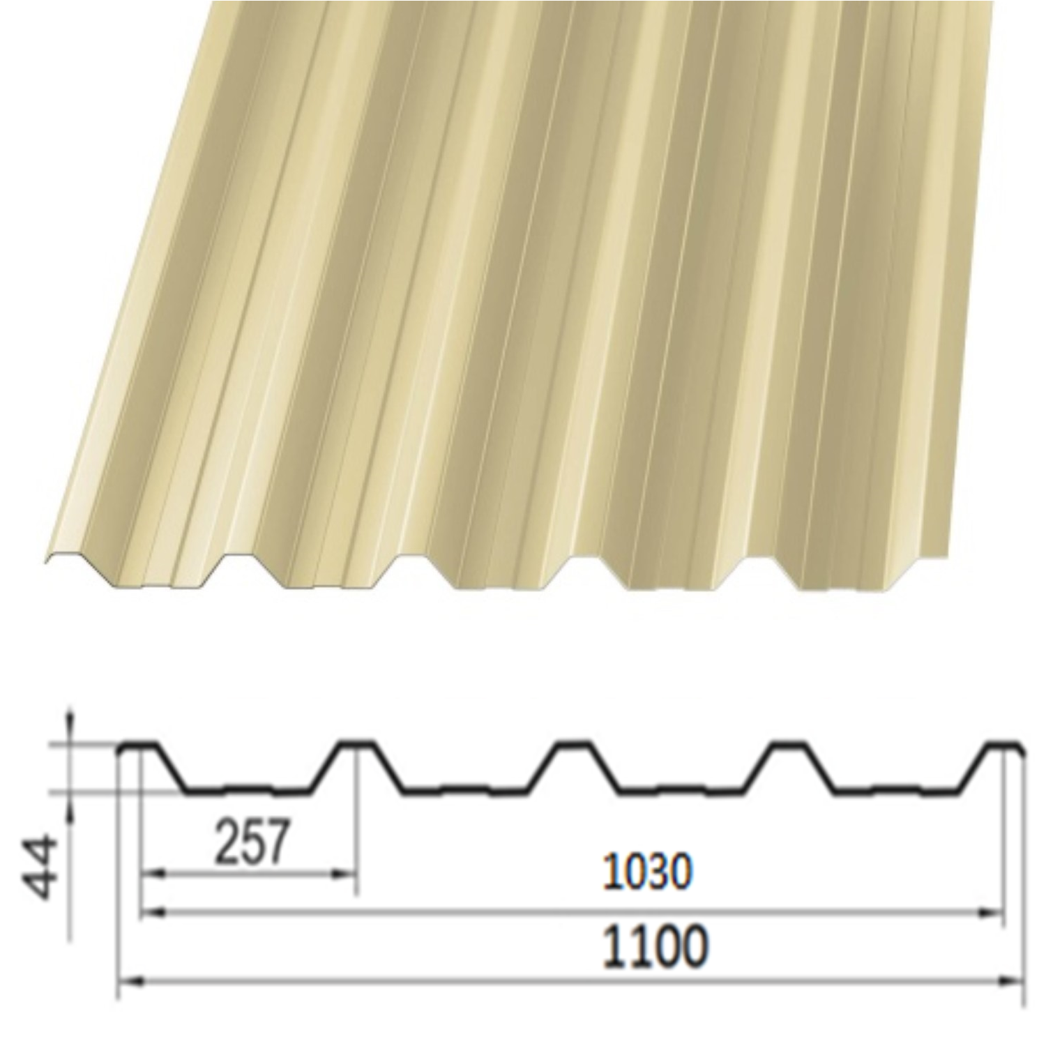 Профнастил Partner НС-44 0.45 цинк 120 г/м.кв 1100х2500 мм Ral 1015 полиэстер Слоновая кость - фото 2 Профнастил Partner НС-44 0.45 цинк 120 г/м.кв 1100х2500 мм Ral 1015 полиэстер Слоновая кость - фото 2