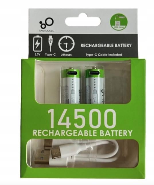 Аккумулятор Smartools 14500 с разъемом Type-C блистер 2 шт. и кабель Type-C 700 mAh 3,7V