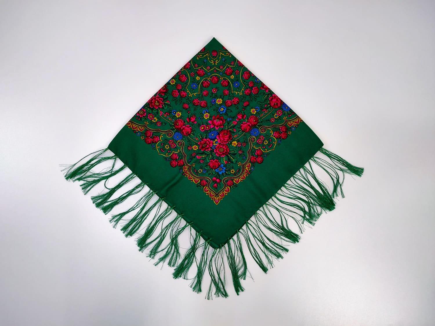 Платок украинский Цветочный размай 80x80 см Зеленый (30314578)
