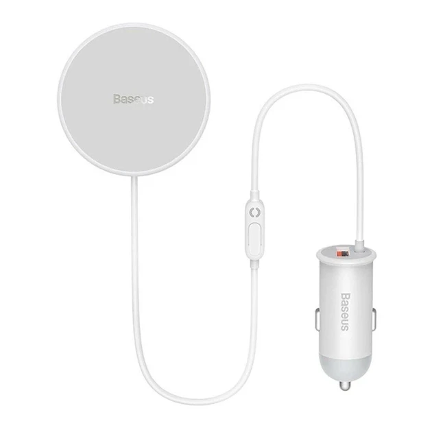 Зарядний пристрій бездротовий автомобільний BASEUS CW01 Magnetic Wireless 15W та АЗП USB 25 W SUCX040002 White