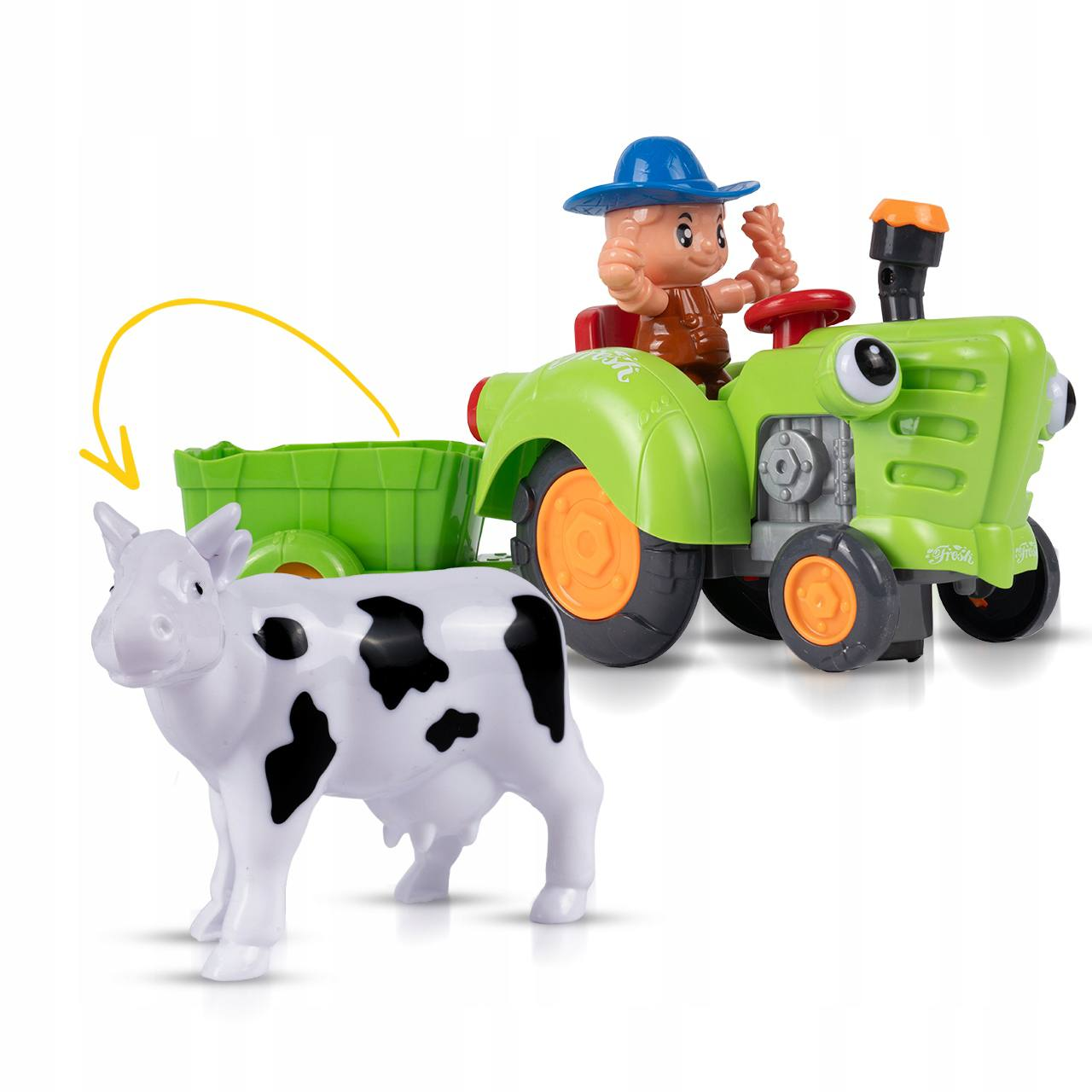 Детский музыкальный трактор Fun Game HD 963 со съемным прицепом и световыми эффектами Зеленый (2657753782)