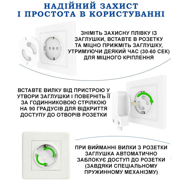 Набір заглушки для розеток від дітей Kids Guard 20 шт. Білий (29388823) - фото 2 Набір заглушки для розеток від дітей Kids Guard 20 шт. Білий (29388823) - фото 2