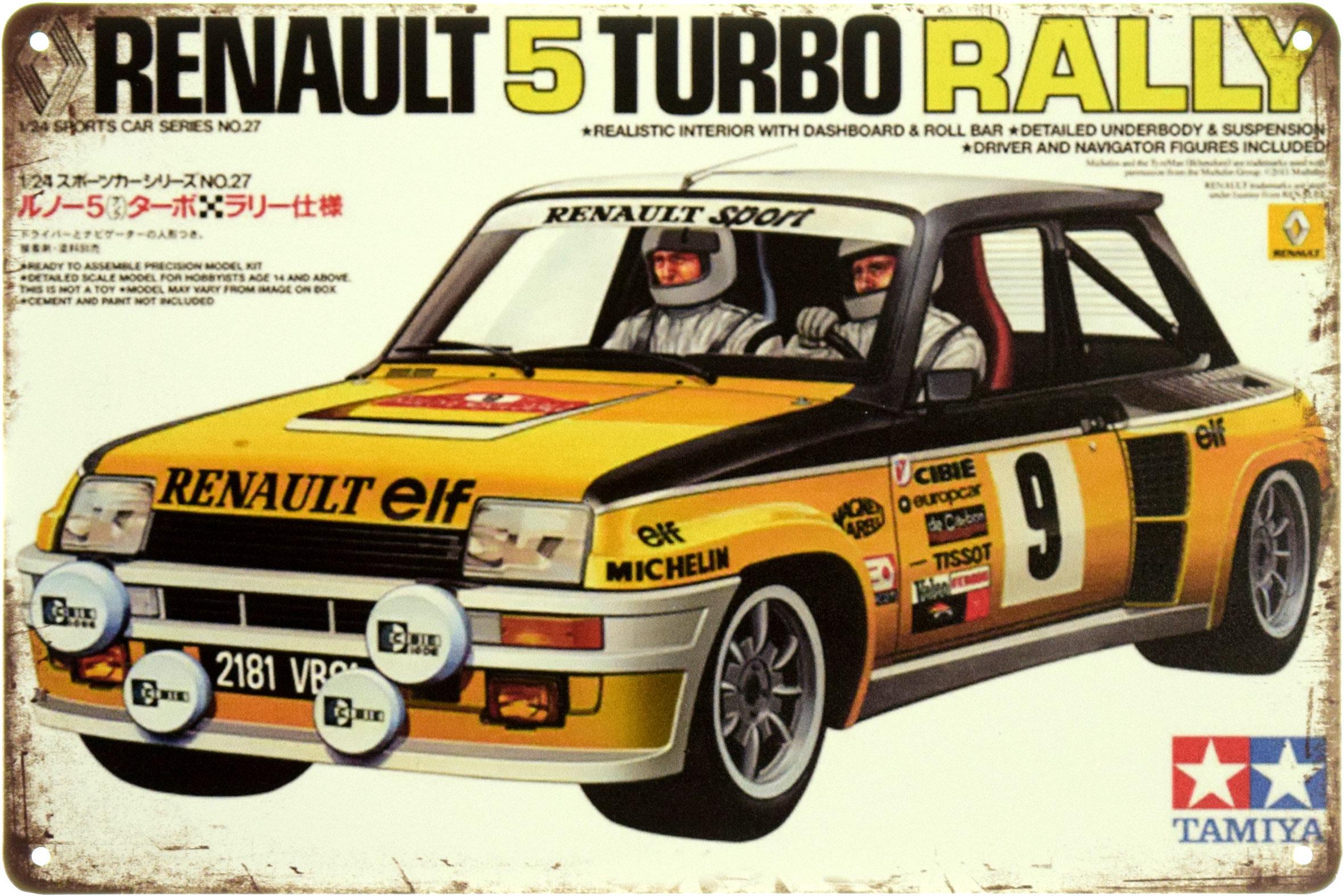 Табличка металлическая "Renault Sport R5 Turbo Rallye" 20x30 см (ms-104095)