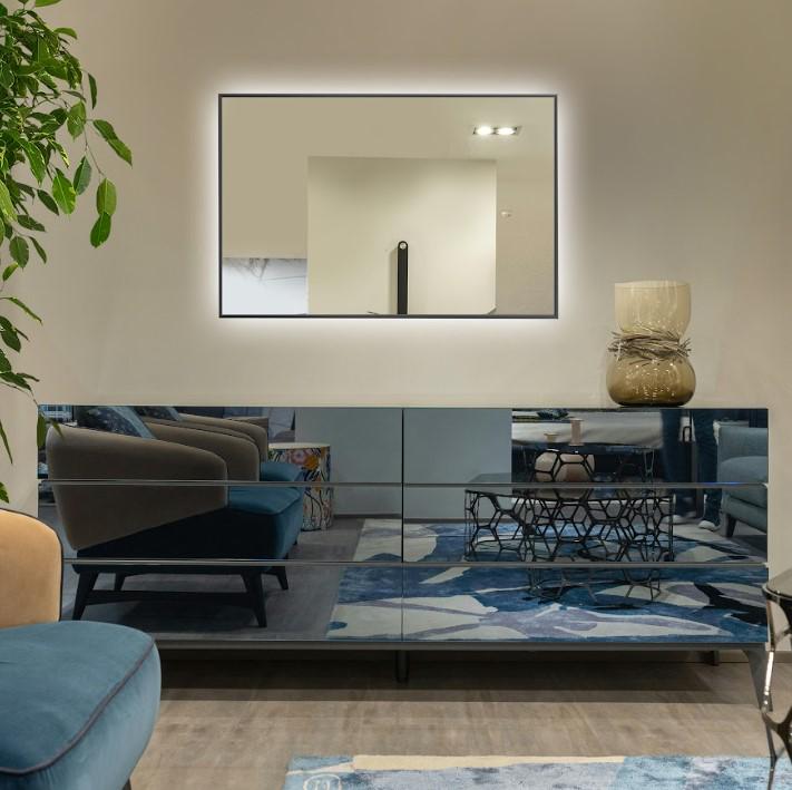 Дзеркало настінне з підсвіткою в алюмінієвій рамі 400х600 мм Чорний (29518815)