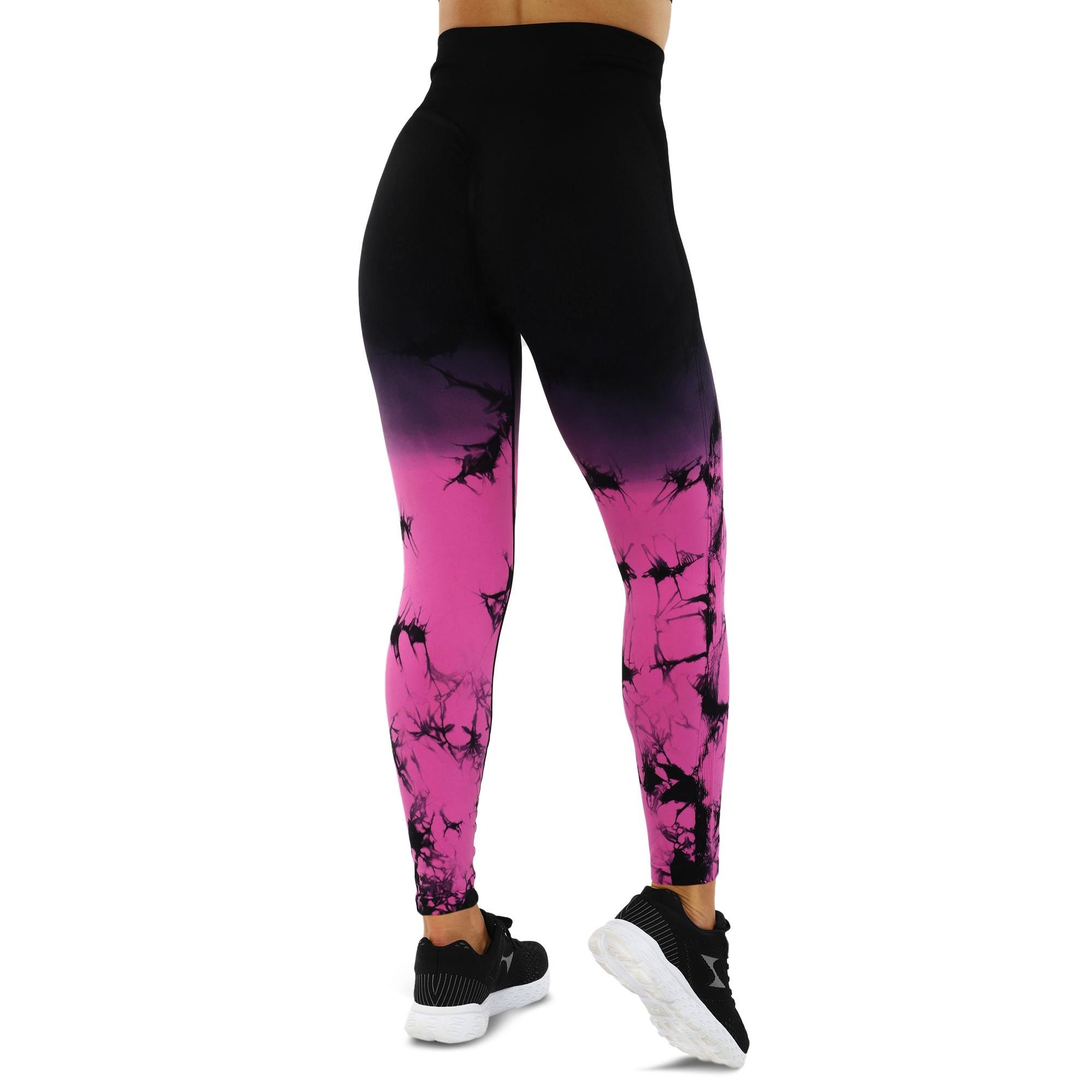 Лосины женские DOMINO 9072 бесшовные с эффектом пуш-ап мраморные тай-дай M Черно-розовый (9072_Черный-розовый_M) - фото 3 Лосины женские DOMINO 9072 бесшовные с эффектом пуш-ап мраморные тай-дай M Черно-розовый (9072_Черный-розовый_M) - фото 3