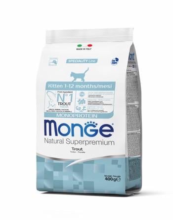 Корм сухой для котят Monge Cat Monoprotein Kitten с форелью 400 г (11237874)