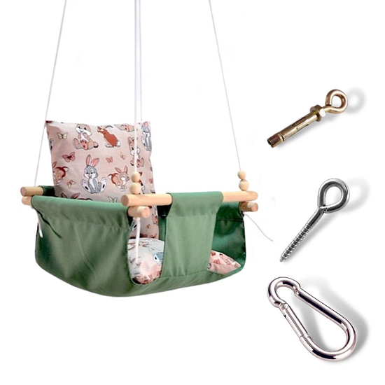 Детская качеля Infancy Зайчики Оливковый (9670342) Детская качеля Infancy Зайчики Оливковый (9670342)