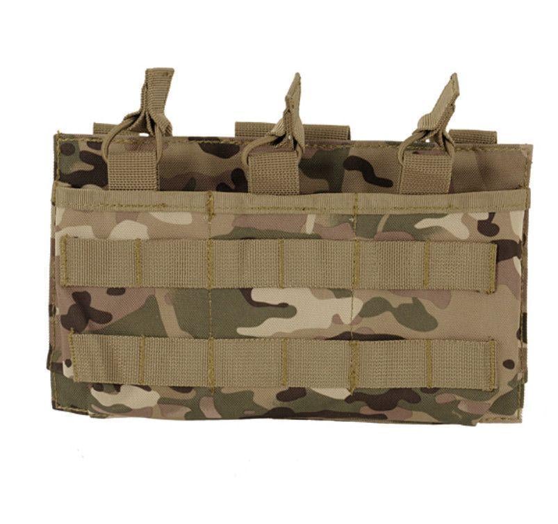 Тройной подсумок 8Fields универсальный для магазинов АК 5.56 и 7.62 открытый штурмовой с эластичными фиксаторами на систему MOLLE Мультикам (58)