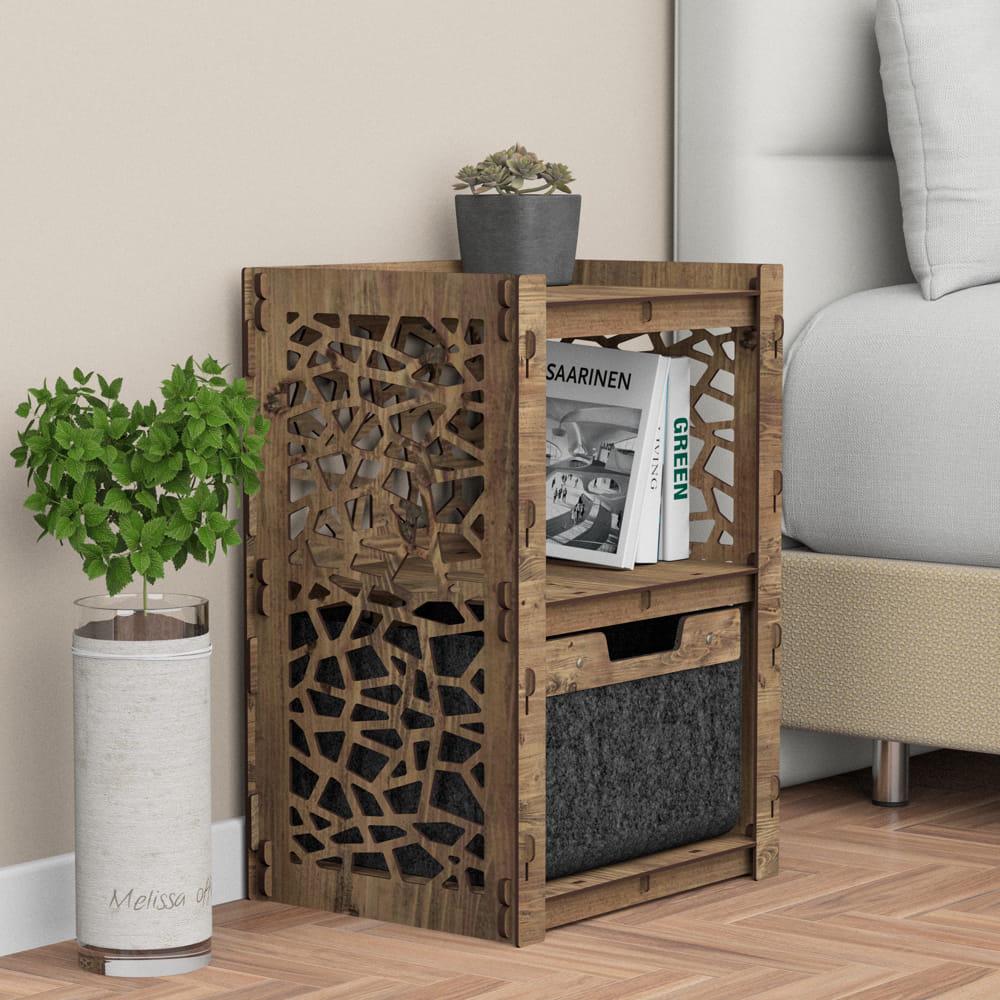 Тумба из дерева прикроватная Hexagonica Stones с черным ящиком 600х413х345 мм (111639) - фото 3