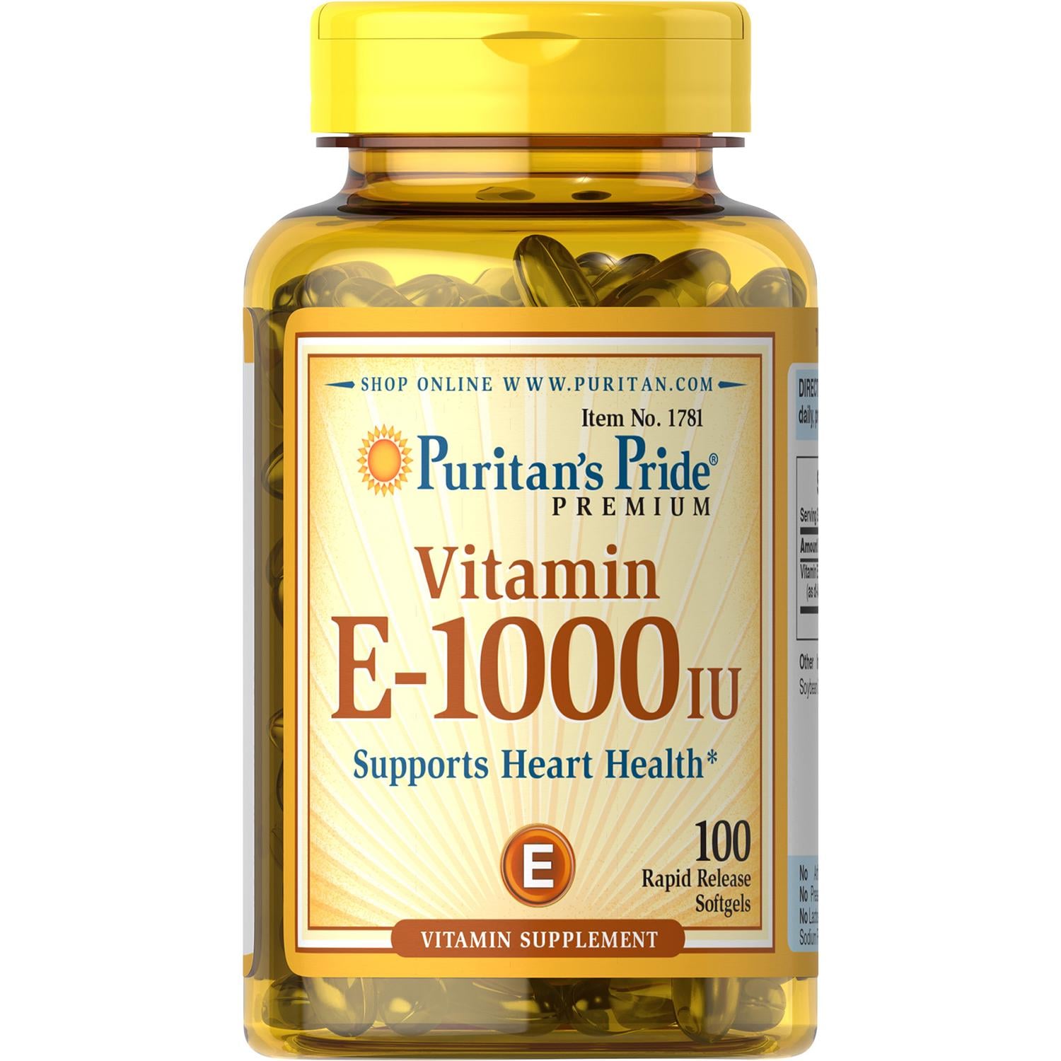 Витамин E Puritan's Pride Vitamin E-1000 IU 100 Softgels