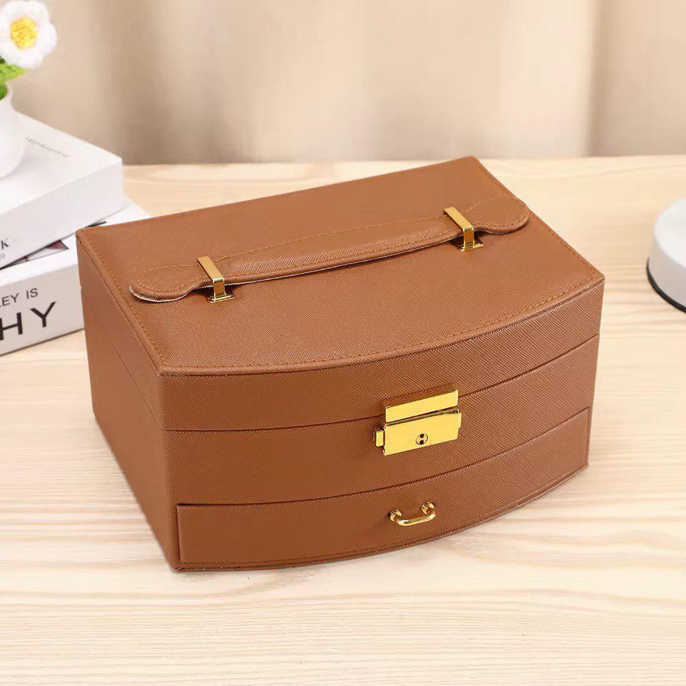 Скринька для прикрас двоярусна з екошкіри 20х15х10 см Коричневий (ST0454) - фото 4