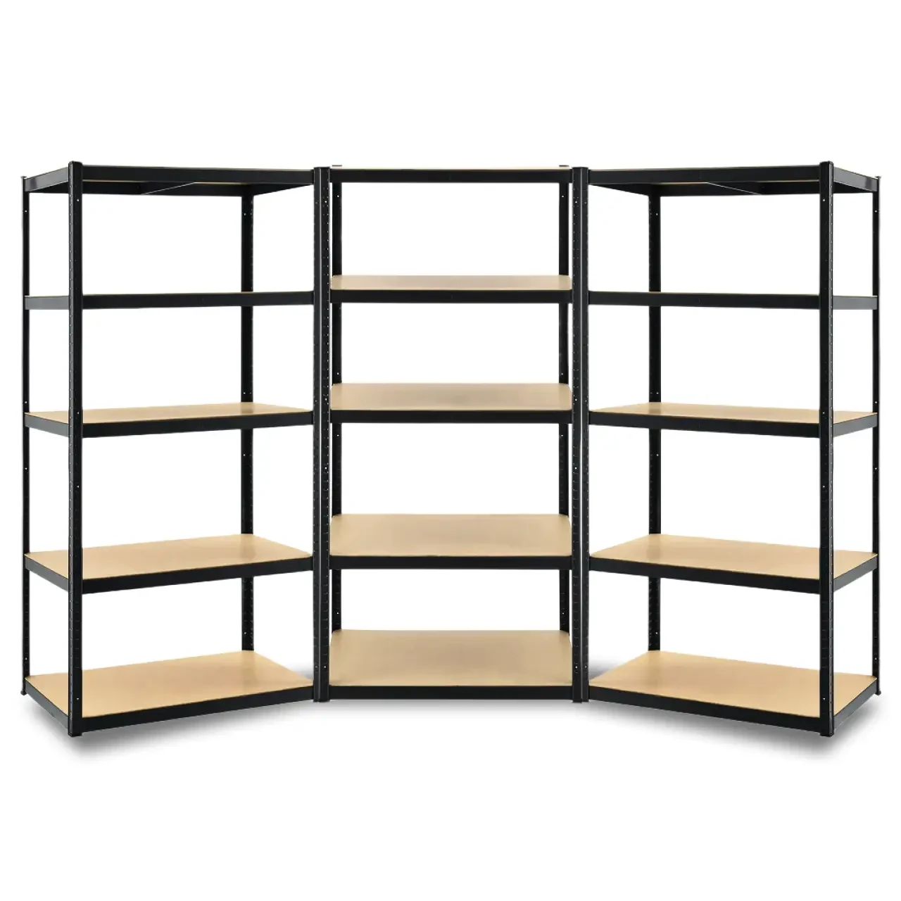 Стеллаж 3 секции 15 полок ДСП металлический 175 кг на полку 180х270х40 см Черный (2518212722)