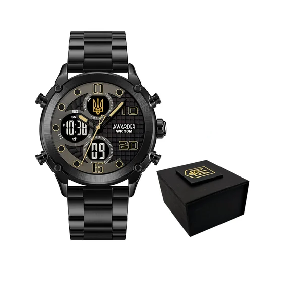 Наручные часы Awarder 017 Трезубец золото All Black Steel Наручные часы Awarder 017 Трезубец золото All Black Steel