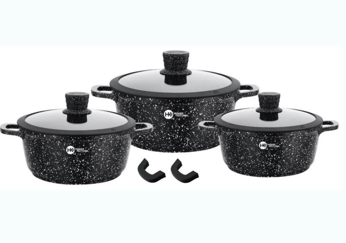 Посуда с гранитным покрытием с силиконовими крышками 8 пр. (13166032)