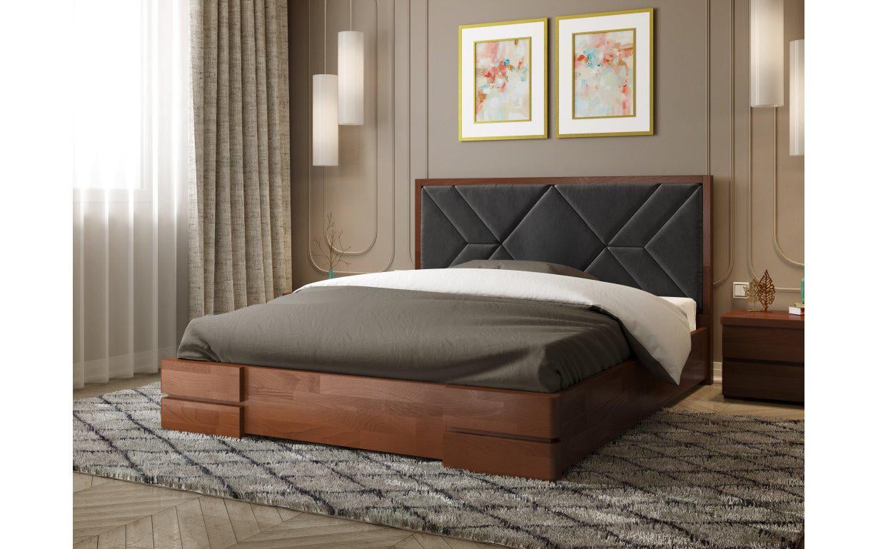 Кровать классическая двуспальная Arbor Drev Элит из натурального дерева бук с подъемным механизмом 160х200 см Яблоня (48874)