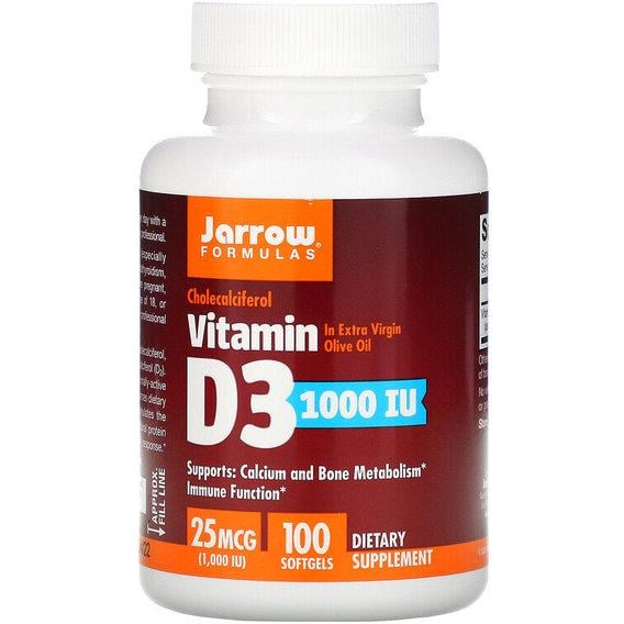 Вітамін D Jarrow Formulas Vitamin D3 1000 IU 100 Softgels (JRW30003)