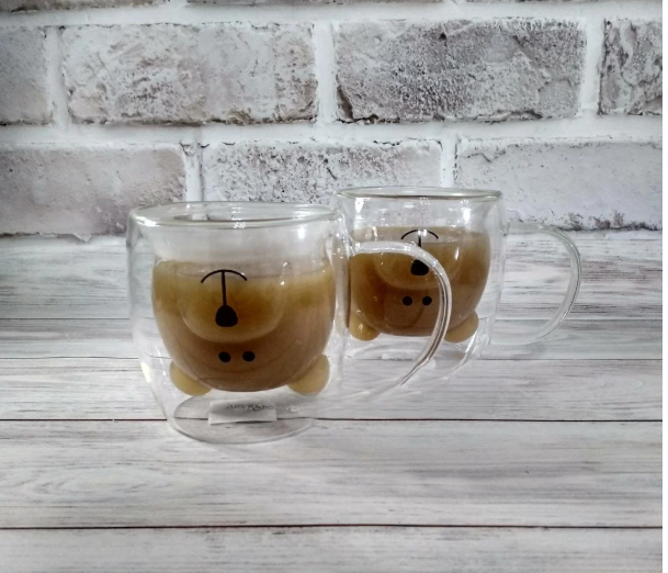 Набор чашек с двойными стенками Vittora Animals боросиликатное стекло 250 мл 2 шт. Прозрачный (VT-5303-250)