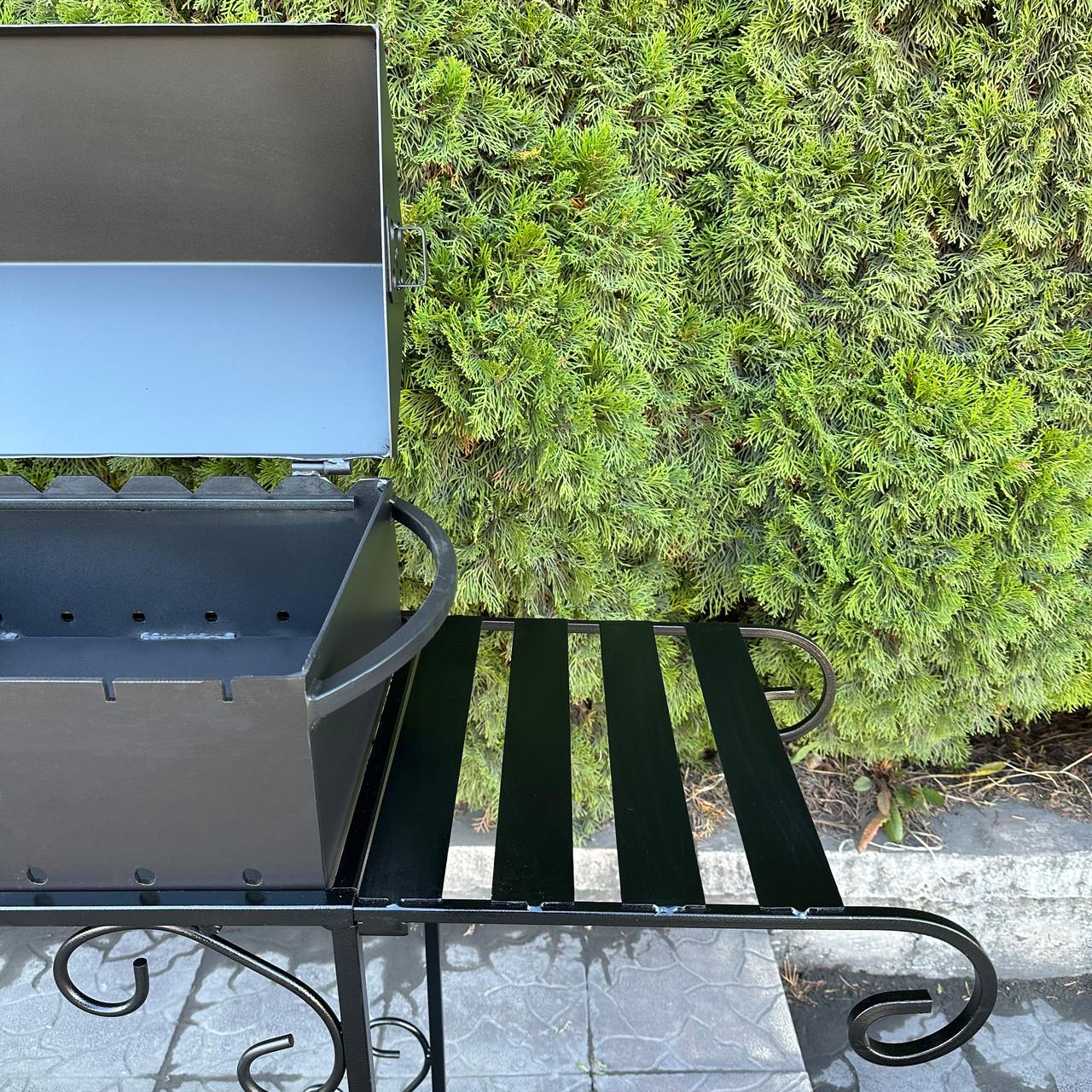 Мангал-барбекю Metalzavod Гефест на 15 шампурів 4 мм на дровниці 151,5х39,5х106,5 см (MBD15-4) - фото 6 Мангал-барбекю Metalzavod Гефест на 15 шампурів 4 мм на дровниці 151,5х39,5х106,5 см (MBD15-4) - фото 6