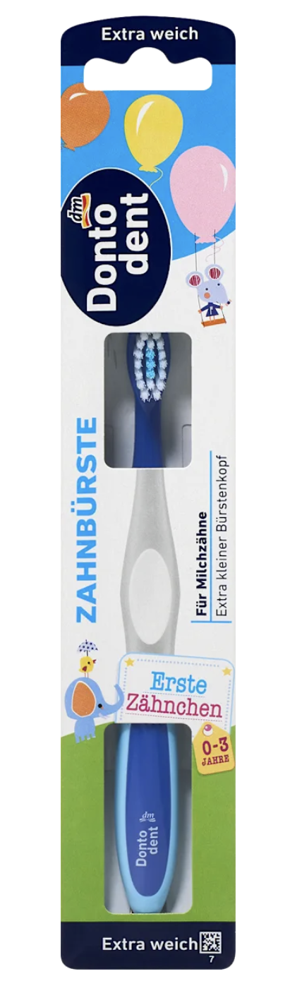 Зубна щітка Dontodent екстрам'яка дитяча від 0 до 3 років 1 шт. (4067796111071)