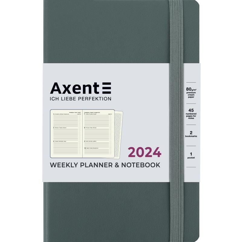Еженедельник 2024 Axent Partner Soft Earth Colors А5 96 л. Зеленый (8519-24-04-A)