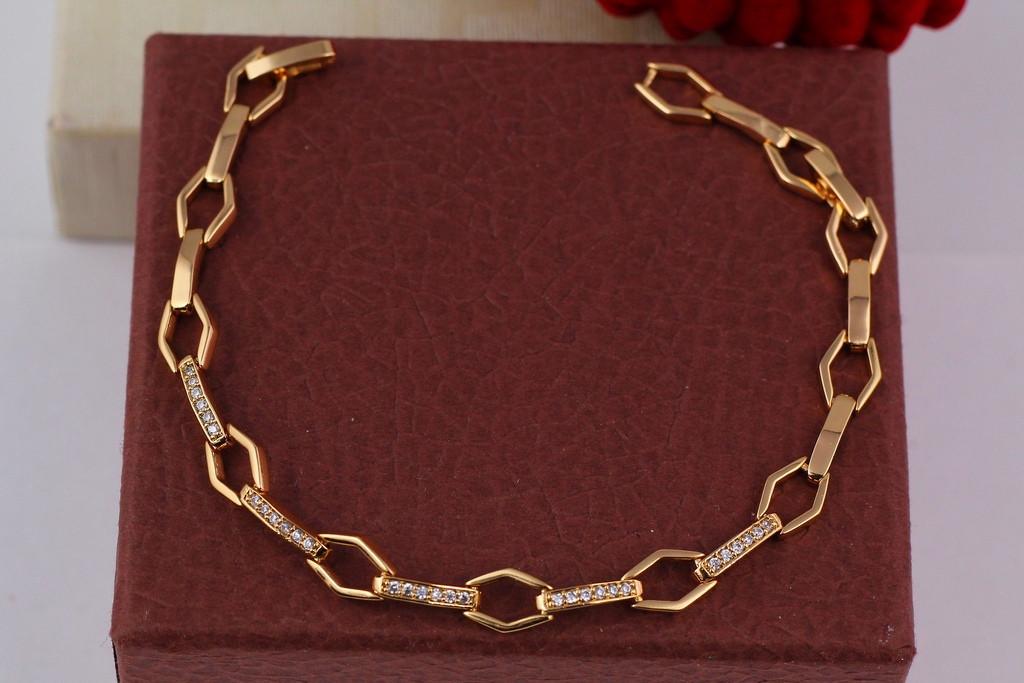 Браслет Xuping Jewelry Звенья с камнями 18 см 7 мм Золотистый