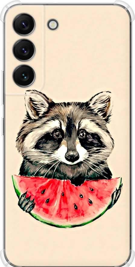 Чехол на Samsung Galaxy S22 Енотик с арбузом (4605sp-2494-42517)