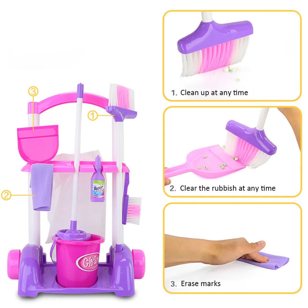 Набір дитячий для прибирання Limo Toy 667 візок/відро/щітки/совок (12138462) - фото 4 Набір дитячий для прибирання Limo Toy 667 візок/відро/щітки/совок (12138462) - фото 4