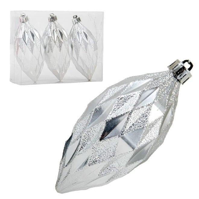 Набор новогодних пластиковых украшений h 10 см 3 шт. Серебристый (43062)