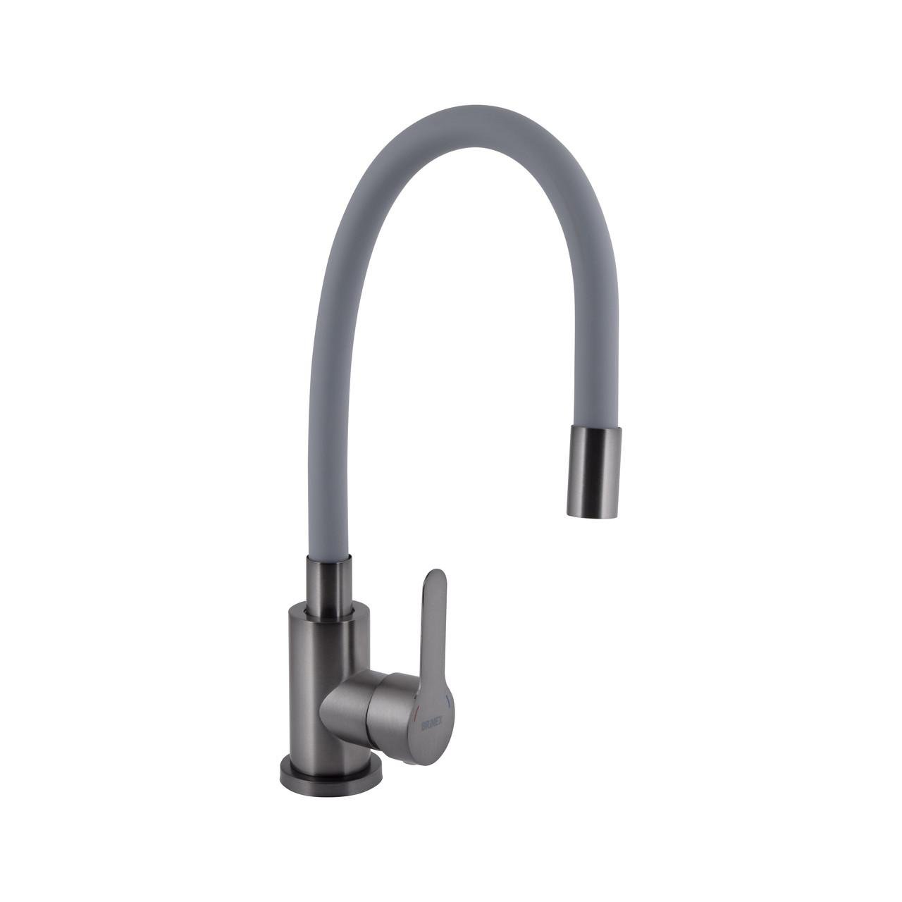 Змішувач для кухні Brinex Pure 015F3 з гнучким виливом Graphite/Grey (BRIPUR015F3GRG)