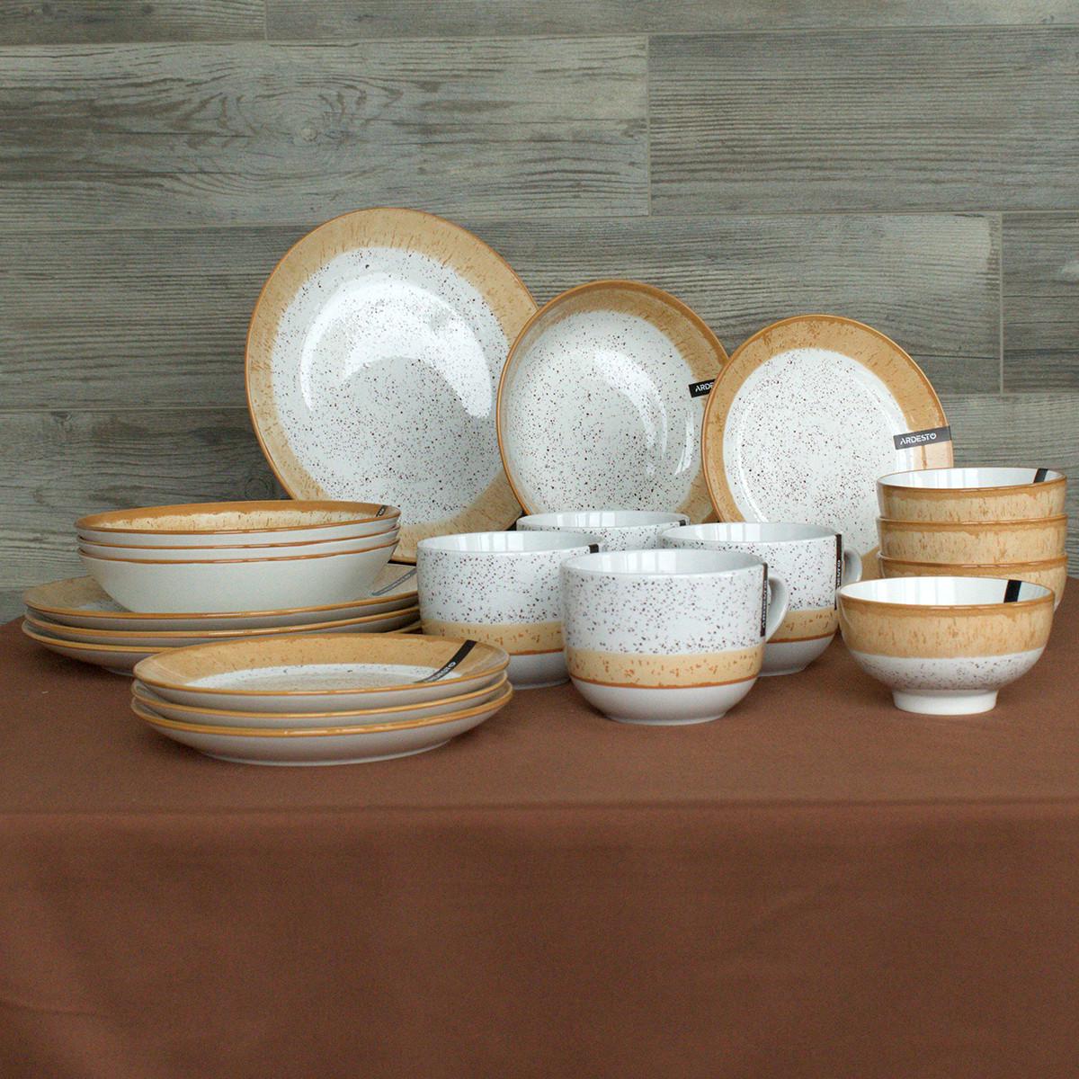 Набор тарелок Ardesto Siena SBG 20 пр. Бело-желтый