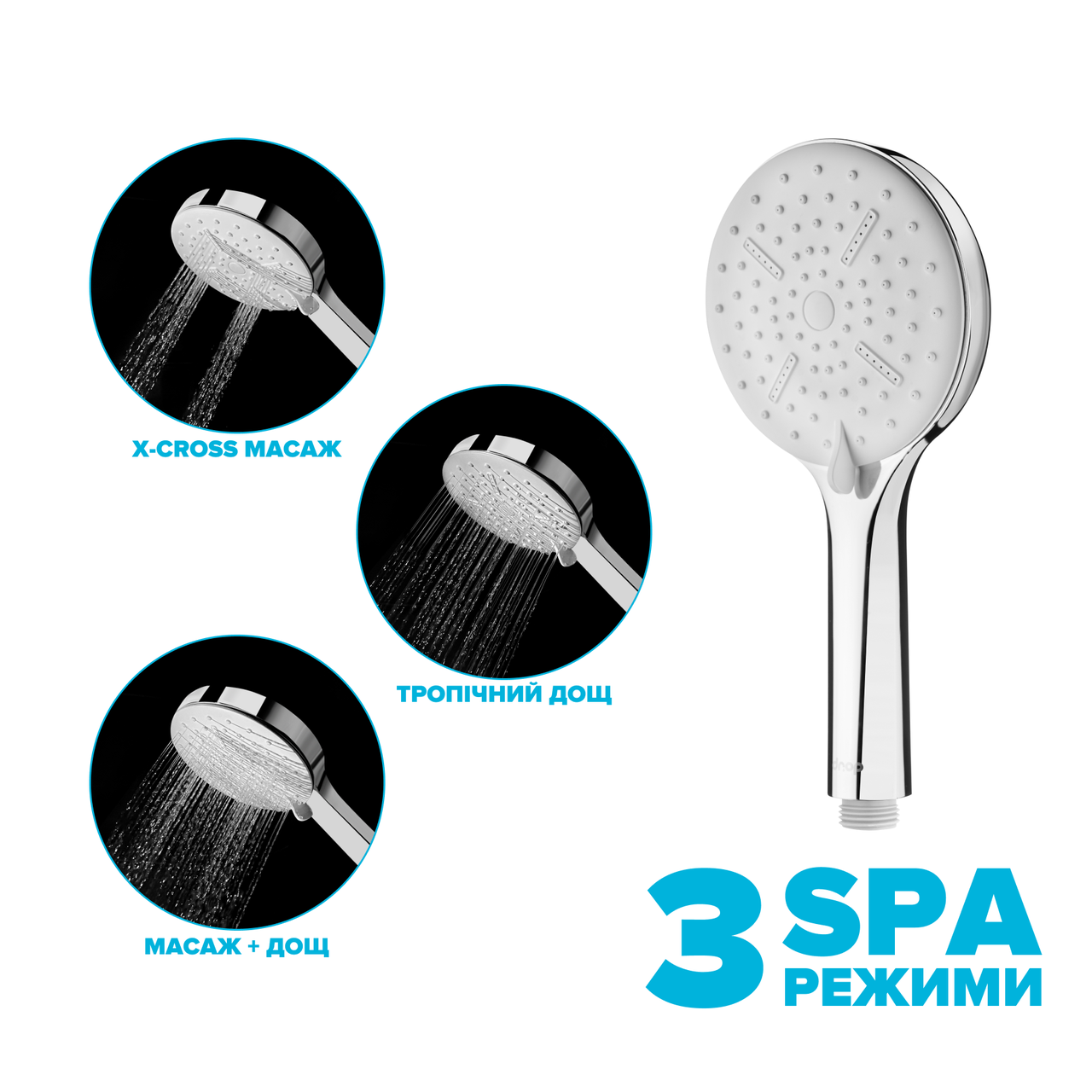 Лійка душова водозберігаюча Drop SPA3F-MULTI120WH X-CROSS із SPA потоками (24237580) - фото 2