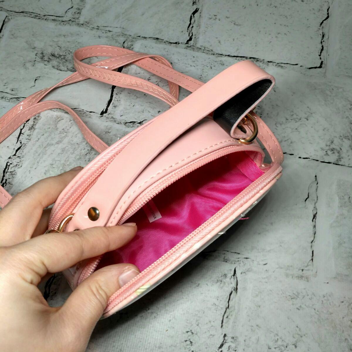 Сумочка дитяча для дівчинки лакова з ремінцем Ельза 15х12х5 см Персиковий (731-6) - фото 2