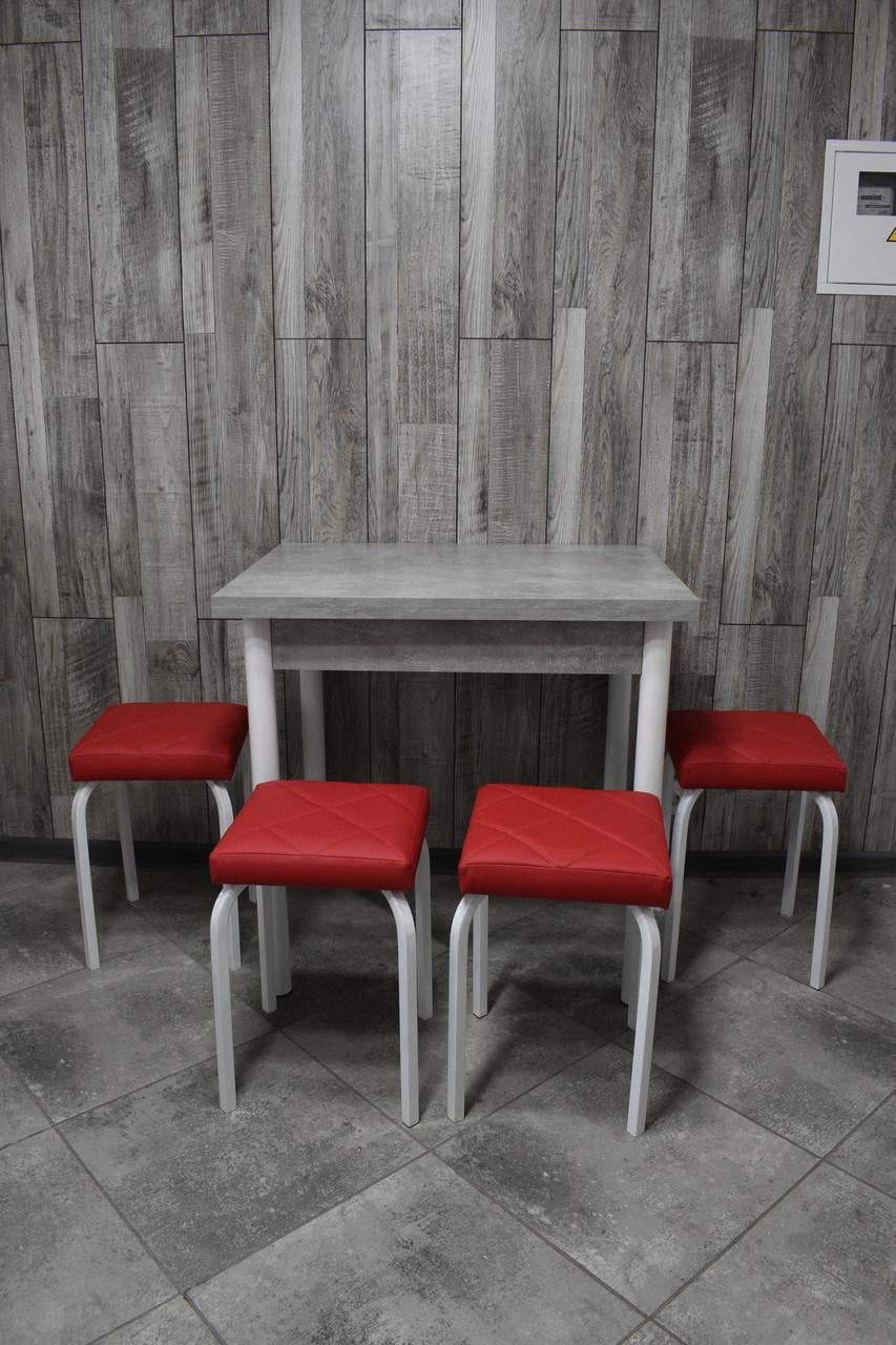 Кухонний комплект Оскар стіл розкладний/табурети 4 шт. Tutti Lux 60х80/80х120х75 см Світлий Бетон (28375145)