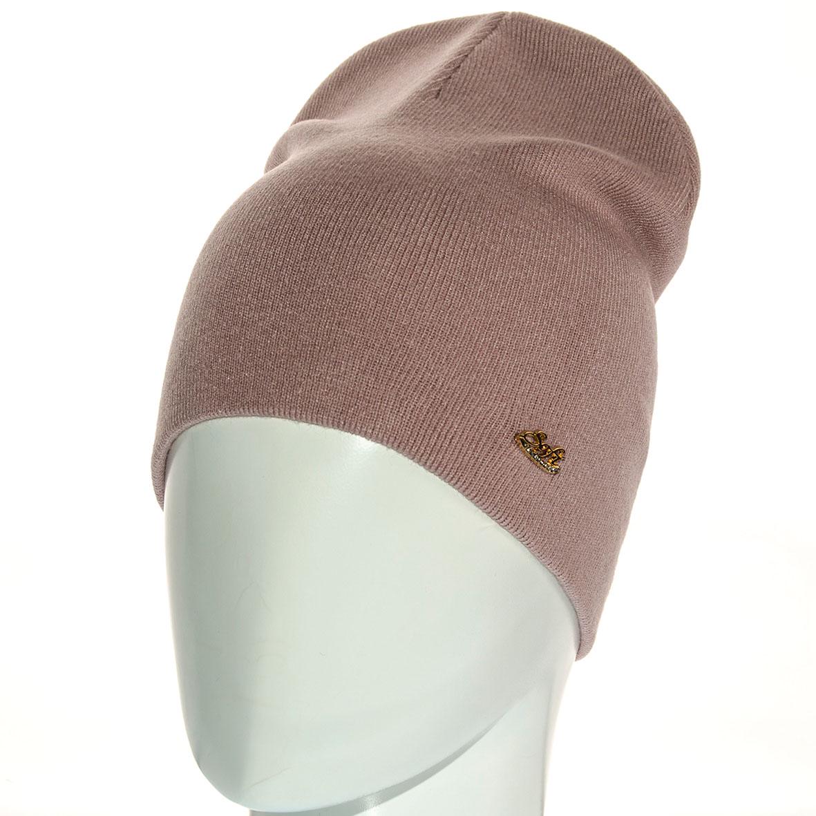 Шапка Sofi SF21103 без відвороту тонкого в'язання подвійна L р. 57-58 Темно-пудровий