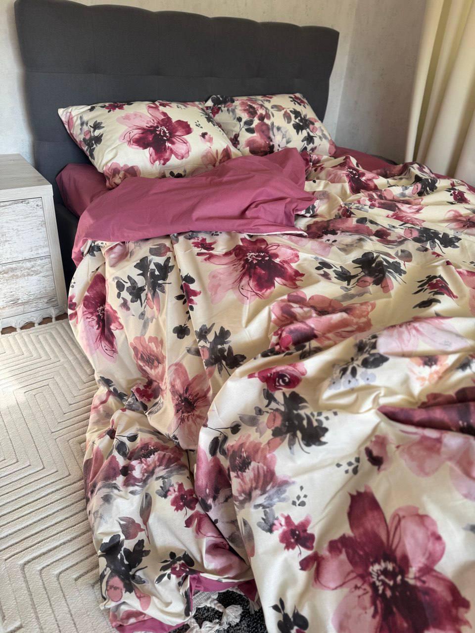 Комплект постельного белья двуспальный Гибискус хлопковый 180x220/70х70 см Белый (27986320)