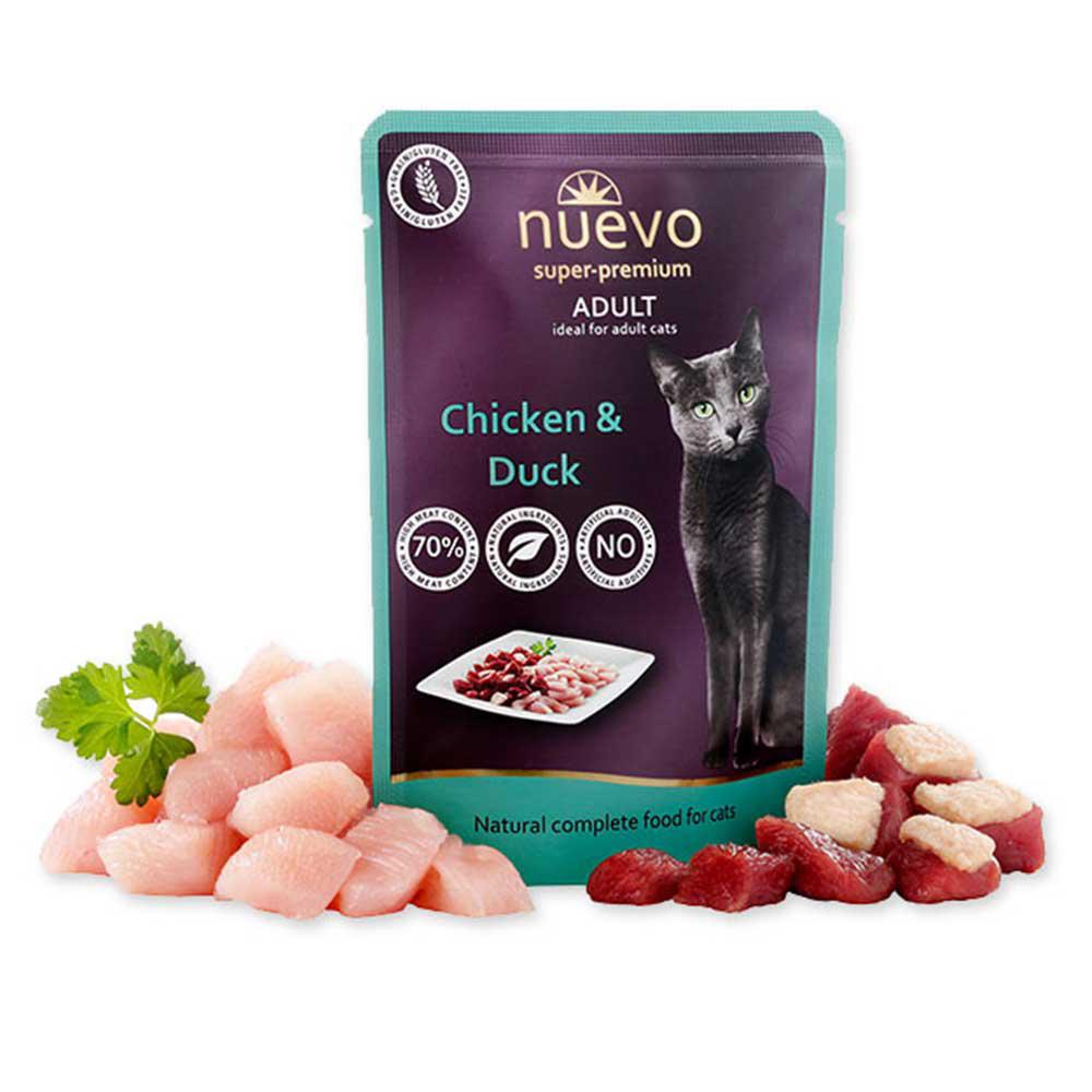 Корм влажный для кошек с курицей и уткой Nuevo Pouch 16х85