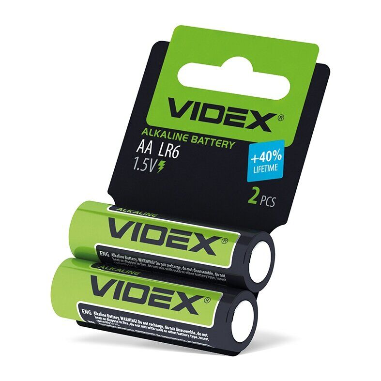 Батарейки щелочные пальчиковые Videx AA LR6 Shrink CARD 2 шт. Батарейки щелочные пальчиковые Videx AA LR6 Shrink CARD 2 шт.