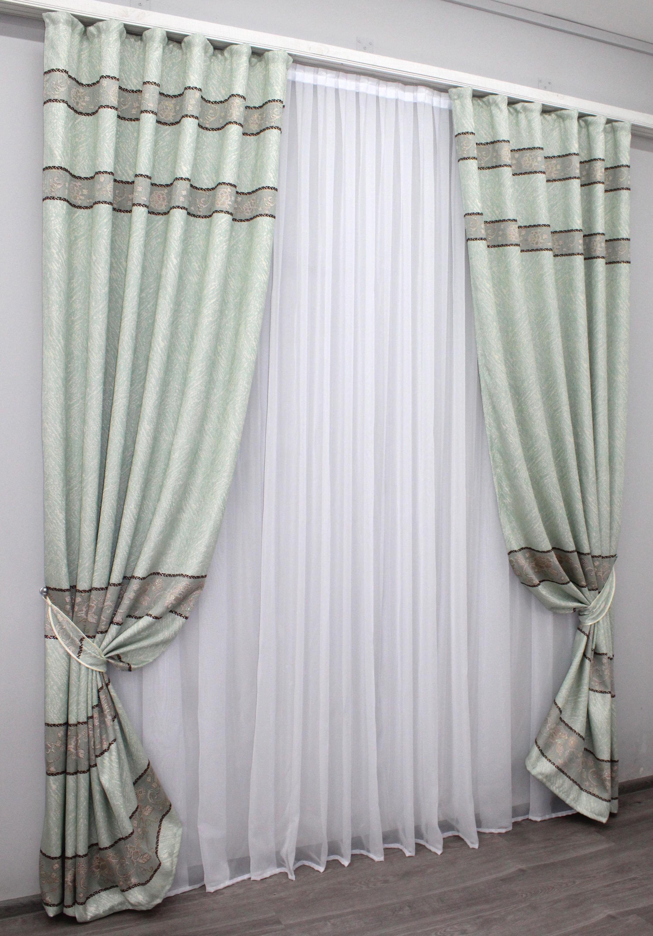 Комплект штор VR-Textil № 1002ш лен 150х270 см 2 шт. Светло-бирюзовый (30-812)