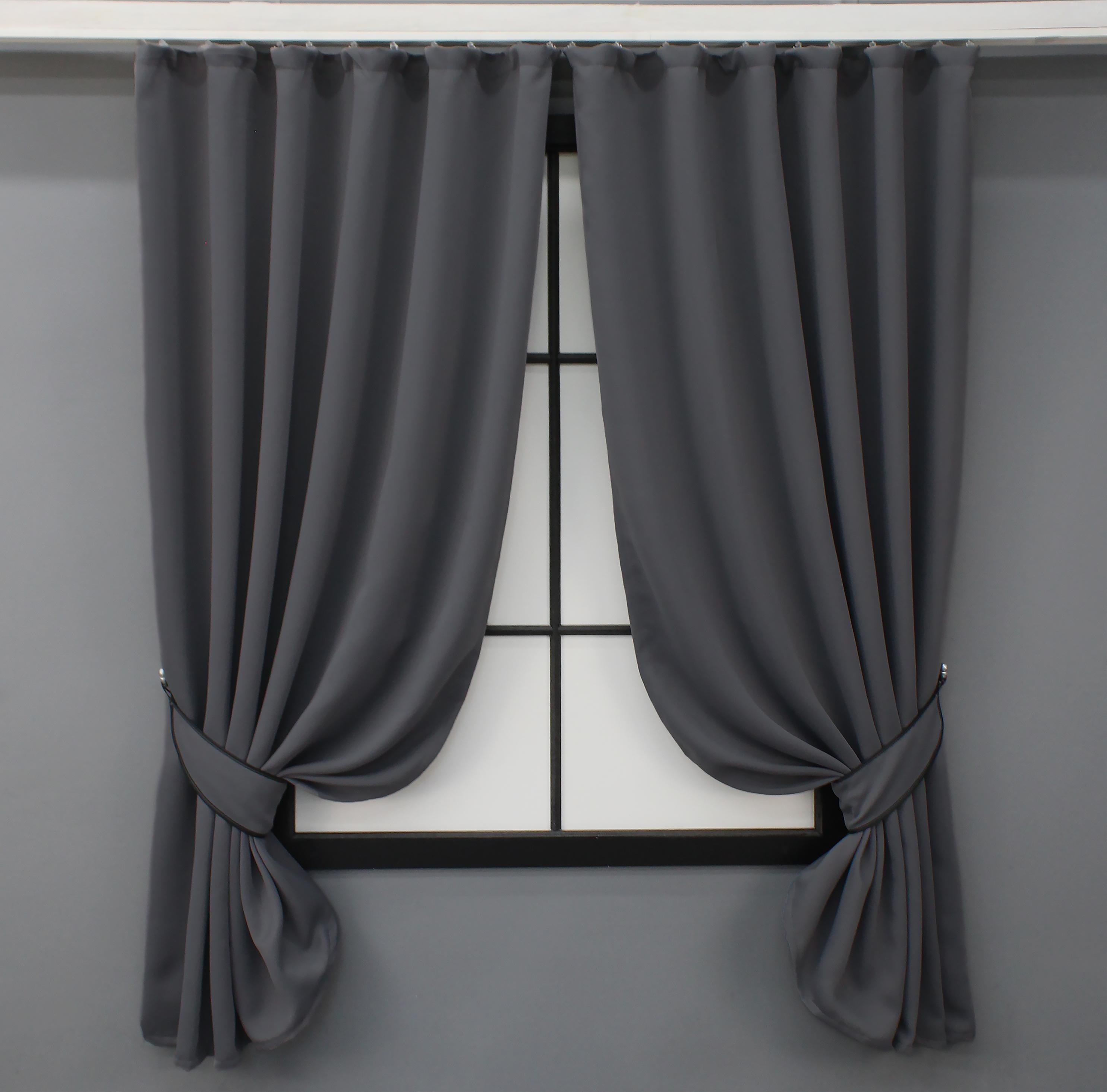 Комплект штор коротких VR-Textil Блэкаут Bagema Rvs №1241ш 130х170 см 2 шт. Темно-серый (35-0172)