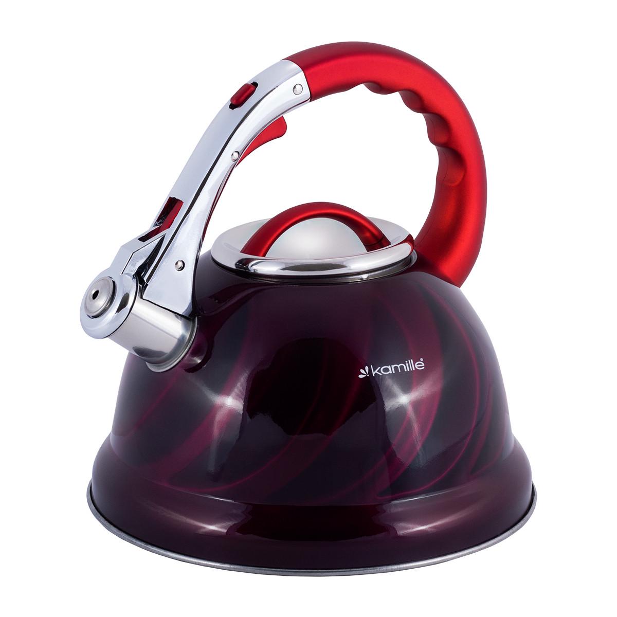 Чайник Kamille 3 л из нержавеющей стали Красный KM-0690NKR - фото 3 Чайник Kamille 3 л из нержавеющей стали Красный KM-0690NKR - фото 3