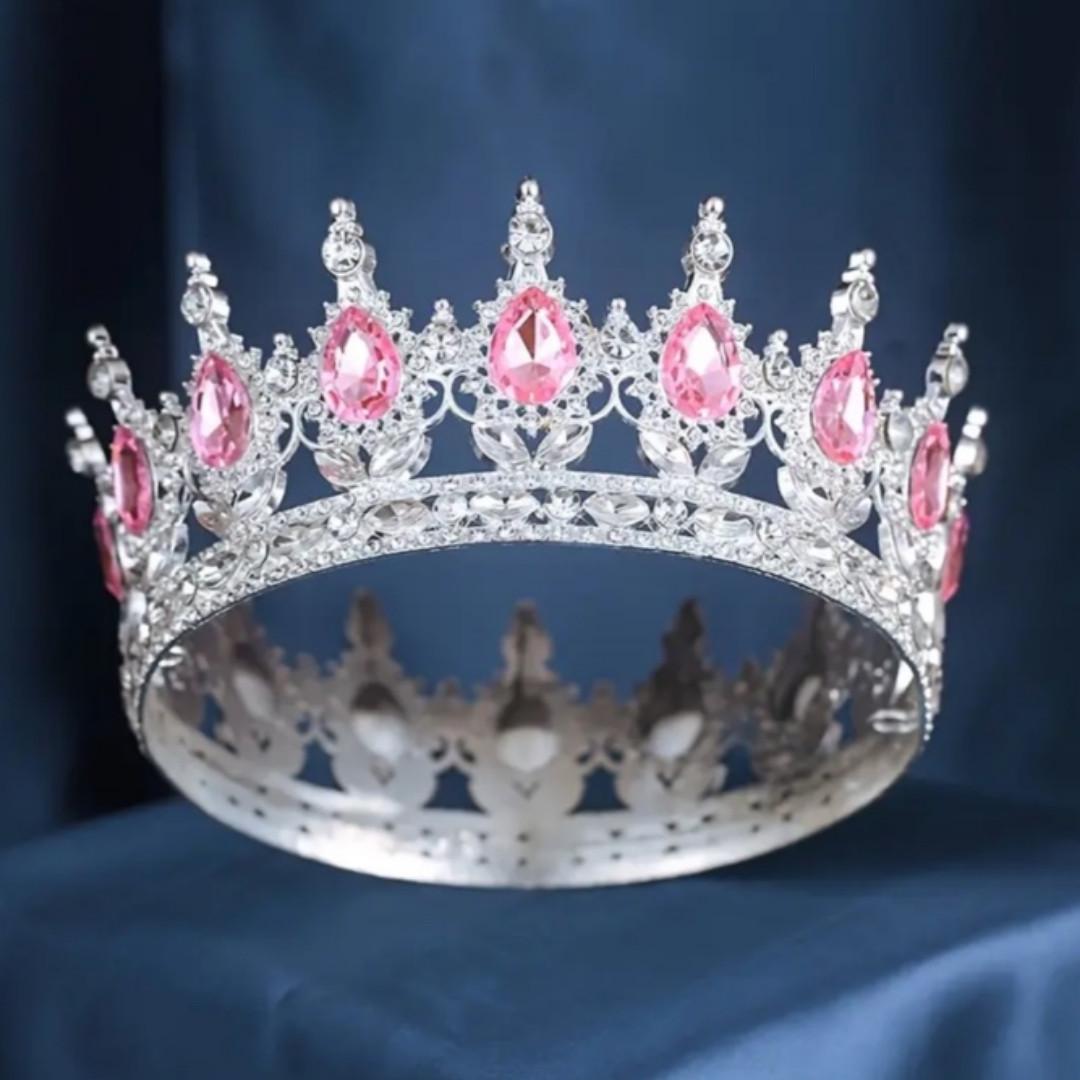 Декор для торта Корона 12 см з рожевим камінням (2680602377)