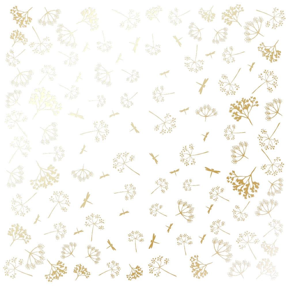 Лист бумаги односторонний Golden Dill с фольгированием 30,5х30,5 см White
