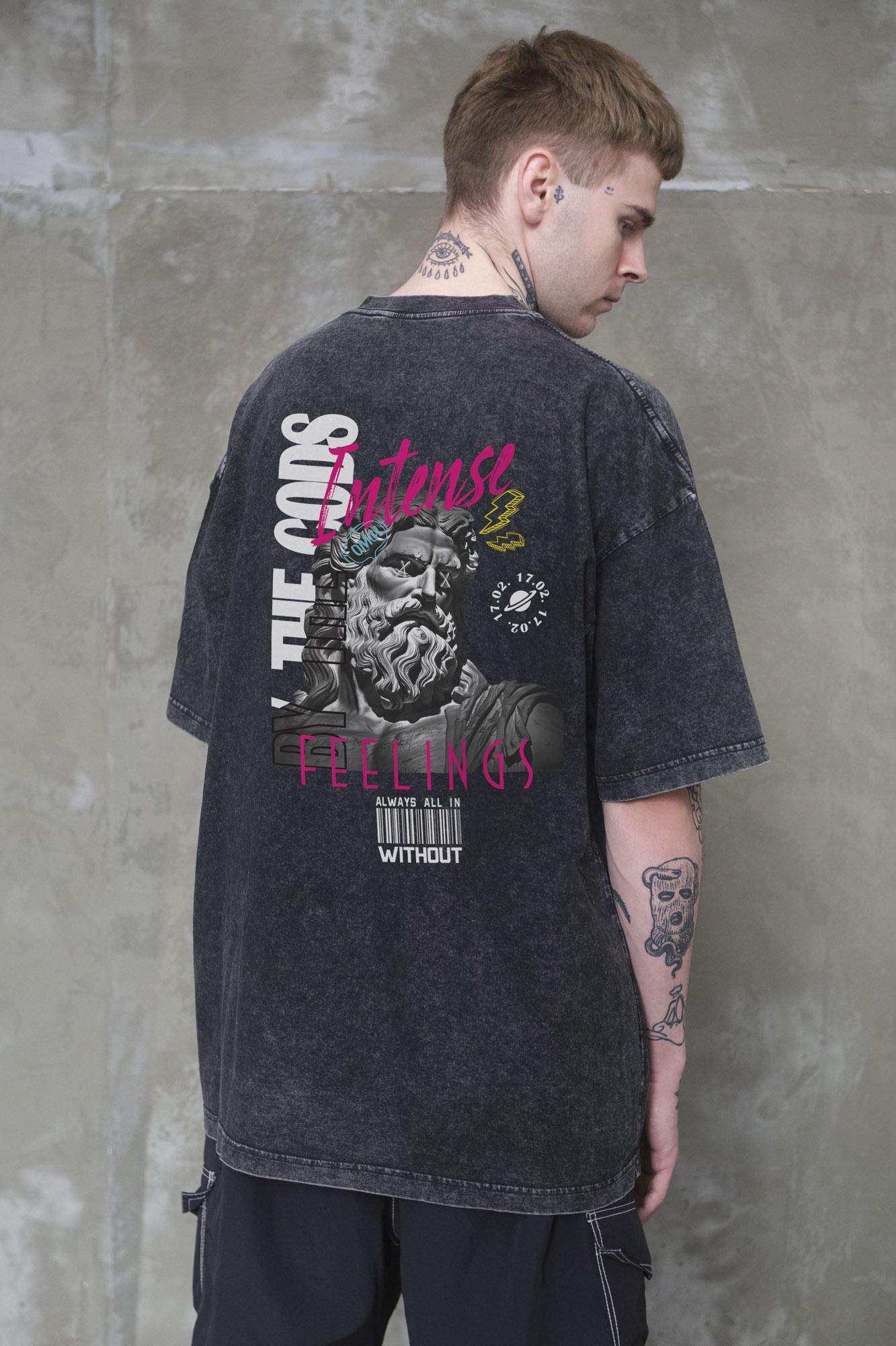 Футболка вываренная Without Washed Оверсайз с принтом Feelings L/XL Black (L/XL 8056140 8056141)