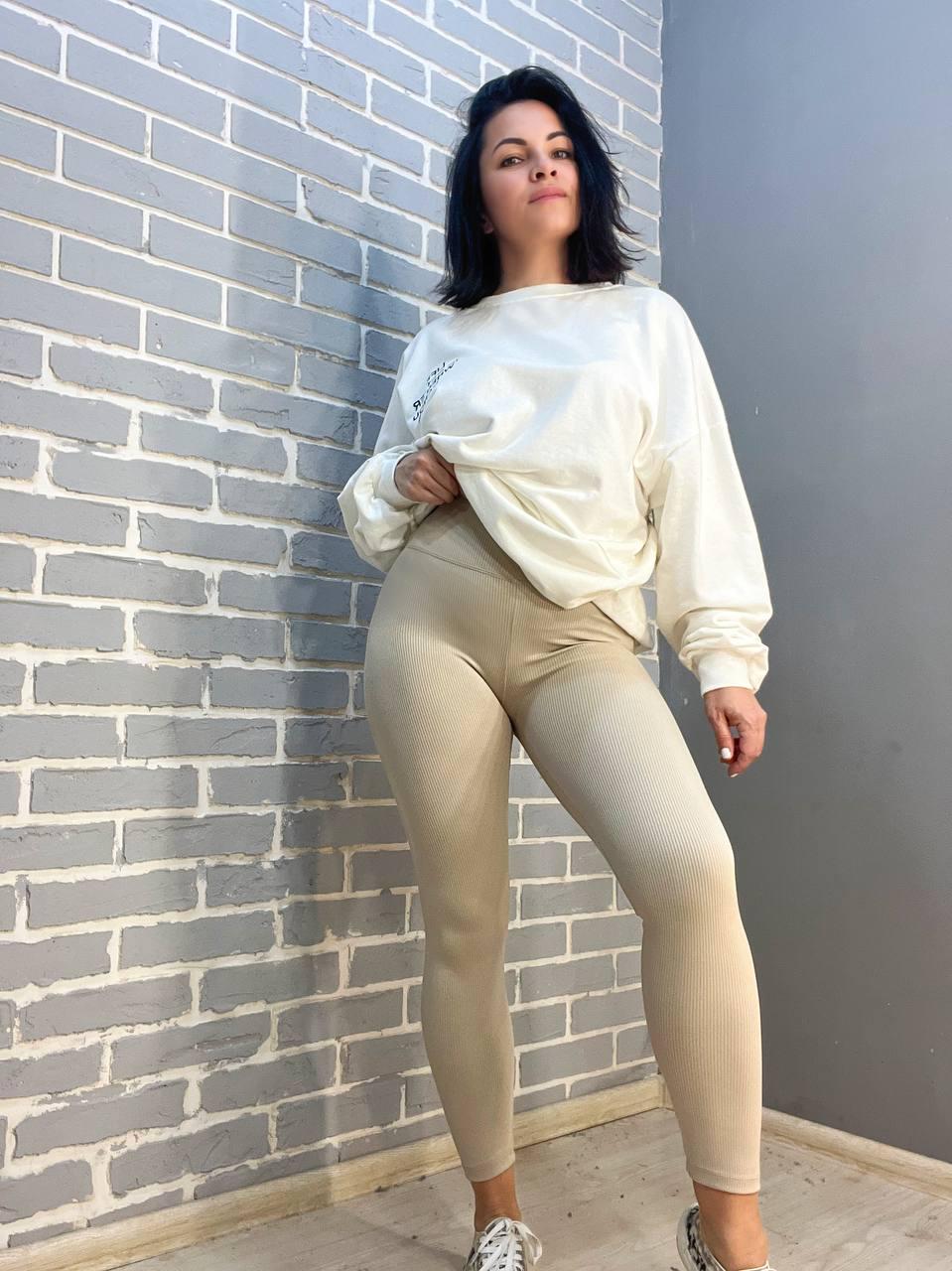 Лосины женские LADY HUREM 2247 рубчик широкий утягивающий пояс S Бежевый (1526) - фото 2 Лосины женские LADY HUREM 2247 рубчик широкий утягивающий пояс S Бежевый (1526) - фото 2