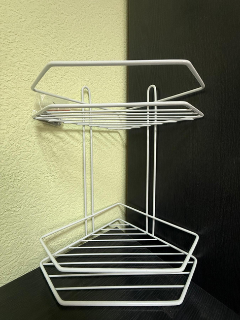 Полка угловая MOBILITY 2-х ярусная для ванной комнаты 32,5х19,5х19,5 см Белый (29293733) - фото 3