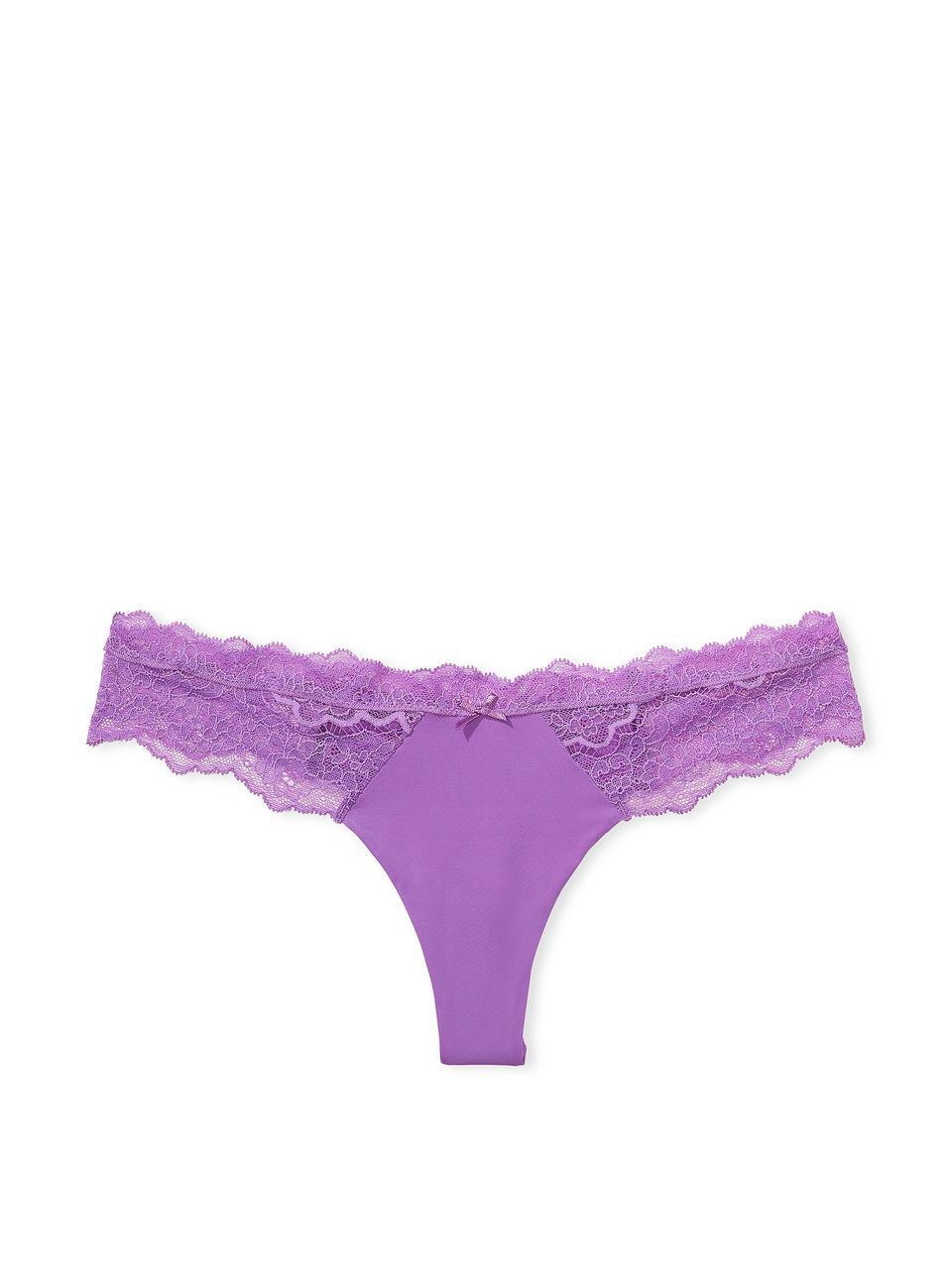 Трусики женские Victoria's Secret Dream Angels Lace-Trim Thong M Фиолетовый - фото 3