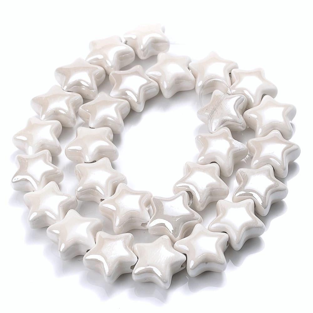 Бусины Звезда керамические 14х14 мм 5 шт. Белый (КБ1414з02)