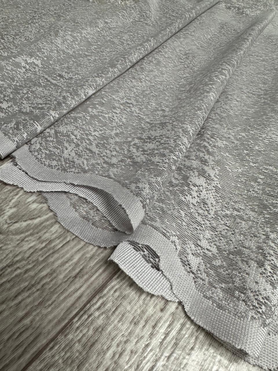 Тюль вуаль готовий Мармур на основі жакарду на тасьмі 6 см 500x250 см Сірий (1147-С-Т46) - фото 7