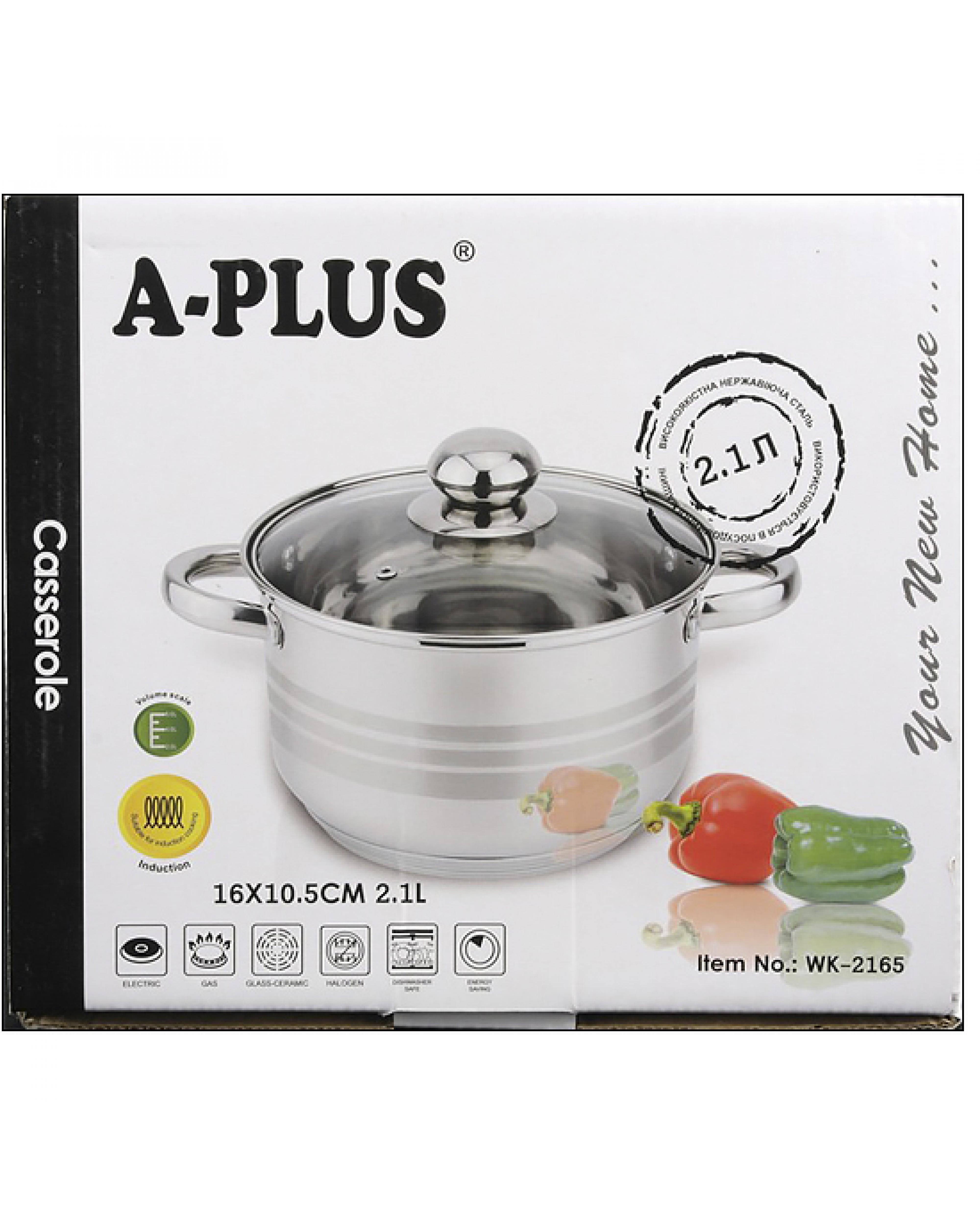 ᐉ Кастрюля из нержавеющей стали с крышкой A-Plus 2,1 л (WK-21645 ...